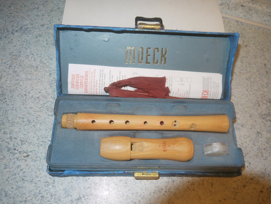 Möck Schulflöte Sopran C – Barocker Griff, Doppelloch, gebraucht, Verpackung neu kaschiert